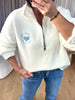 SWEAT ZIPPÉ COEUR BLANC