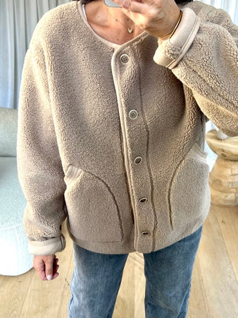 VESTE SHERPA ÉCHARPE BEIGE