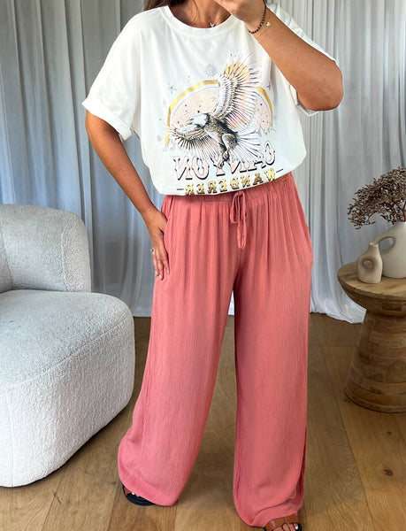 PANTALON CREPON BRIQUE