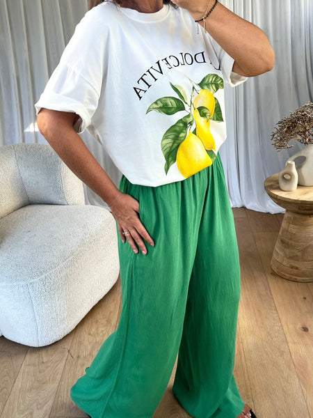 PANTALON MOUSSELINE VERT