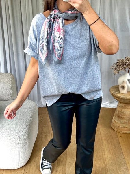 FOULARD ROSE ET GRIS