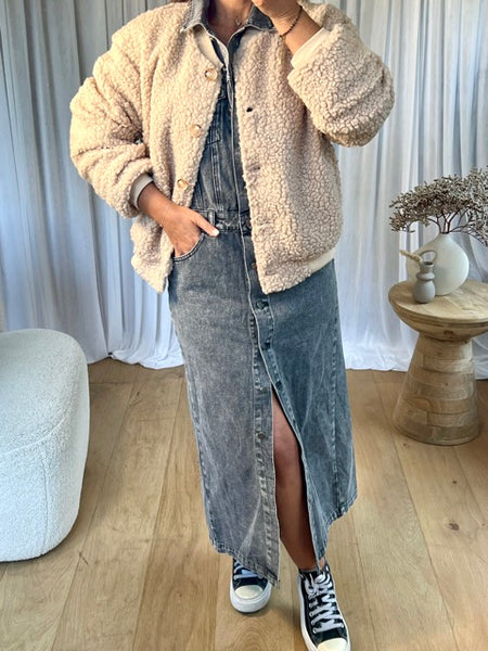 BOMBERS  LAINE BOUCLÉE BEIGE