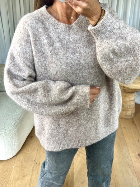 PULL EXTRA DOUX COL ROND BEIGE