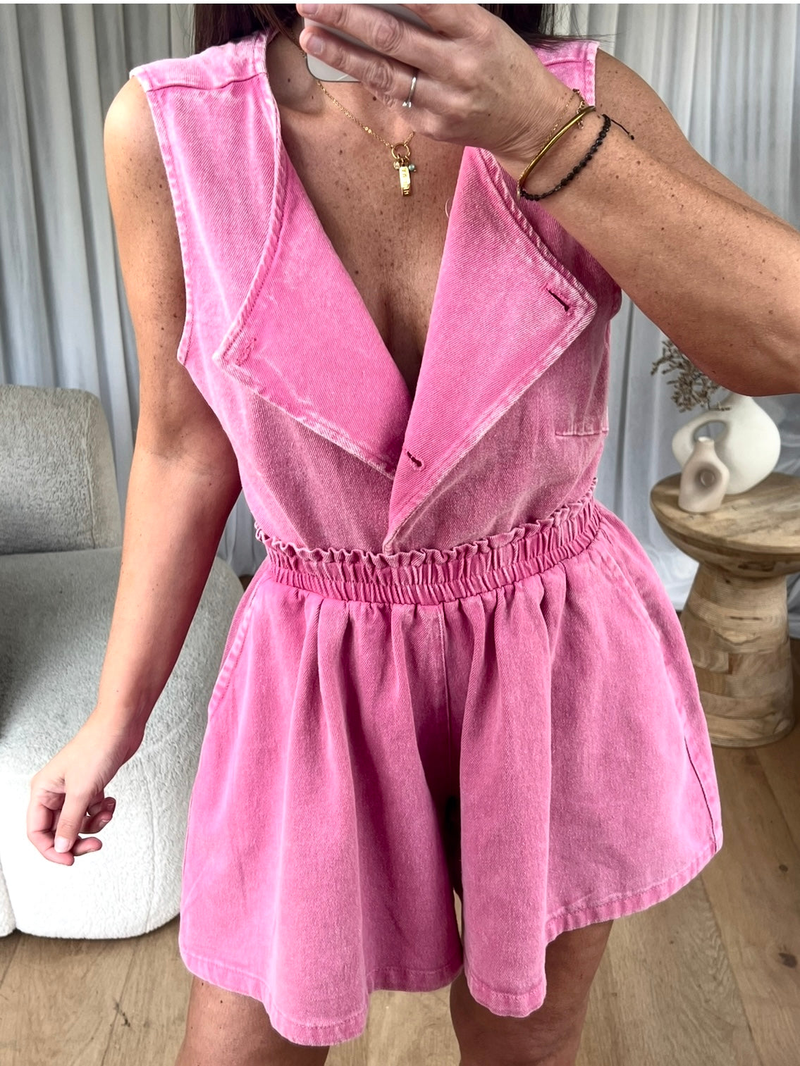 SHORT DENIM PATINEUSE PINK