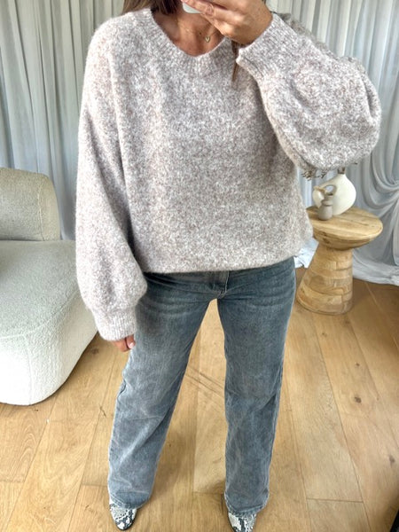 PULL EXTRA DOUX COL ROND BEIGE