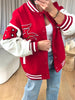 BLOUSON TEDDY ROUGE