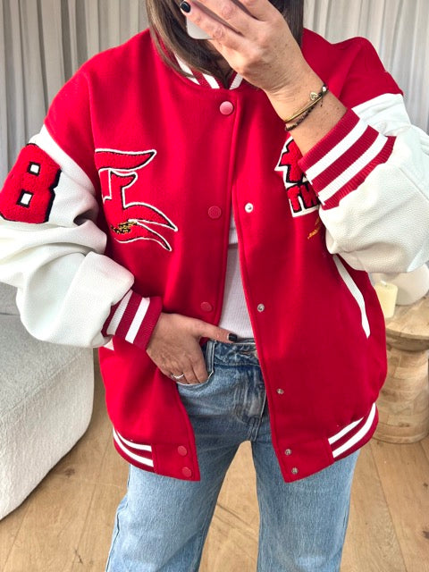 BLOUSON TEDDY ROUGE