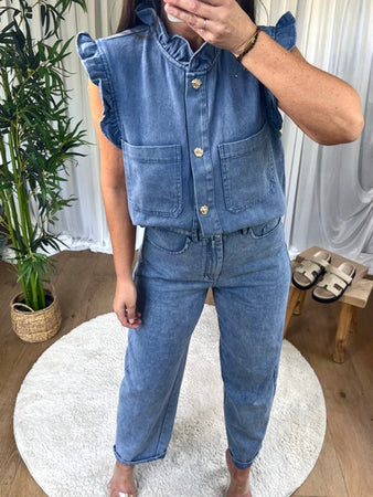 GILET DENIM FROUFROU BLEU