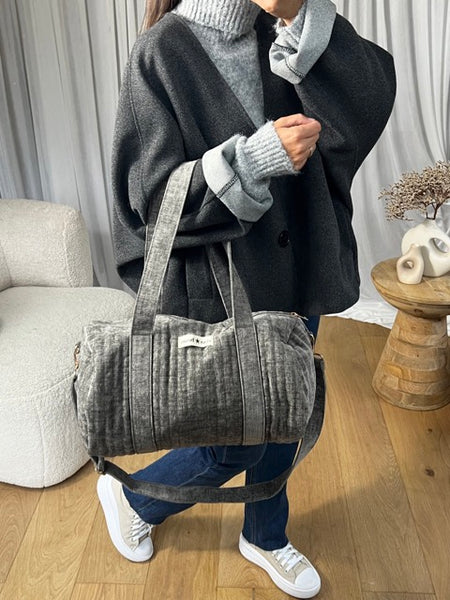 SAC BOWLING VELOURS GRIS