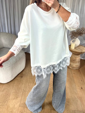 TOP DENTELLE BLANC