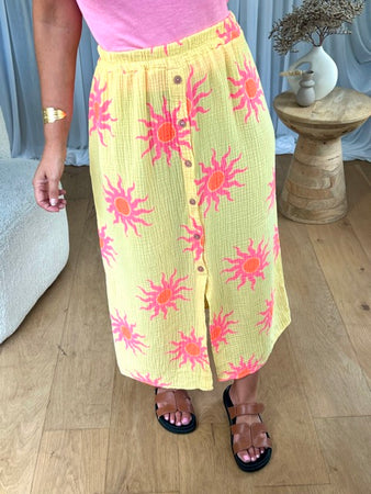 JUPE GAZE SOLEIL JAUNE