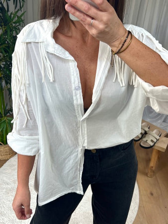 CHEMISE  FRANGES BLANC
