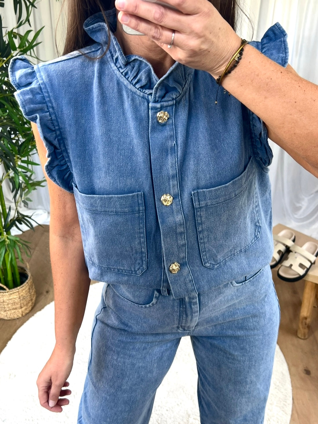 GILET DENIM FROUFROU BLEU