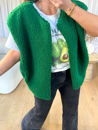 GILET BOUCLÉ VERT