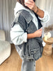 VESTE SANS MANCHES MOTARD EN DENIM GRIS