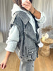 VESTE SANS MANCHES MOTARD EN DENIM GRIS