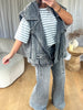 VESTE SANS MANCHES MOTARD EN DENIM GRIS