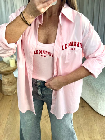 ENSEMBLE CHEMISE/TOP LE MARAIS ROSE