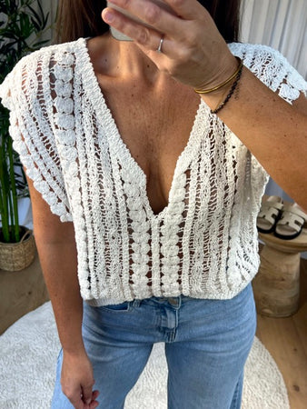 TOP CROCHET BLANC