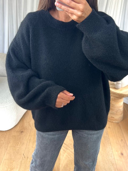 PULL EXTRA DOUX COL ROND NOIR