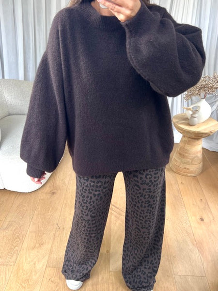 PULL EXTRA DOUX COL ROND CHOCO