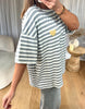 T-SHIRT RAYURES COEUR GRIS