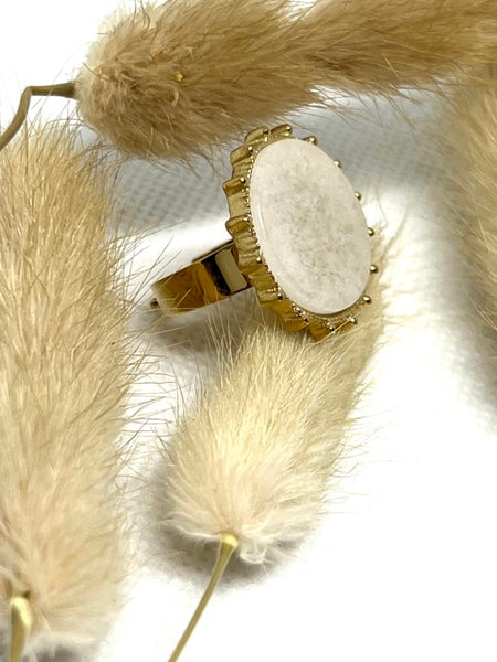 BAGUE SONIA DORÉE/CRÈME