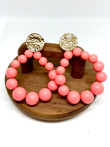 BOUCLE D'OREILLE PERLE ROSE
