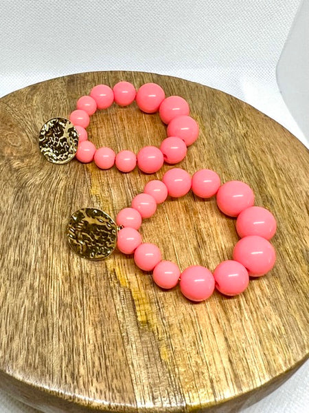 BOUCLE D'OREILLE PERLE ROSE