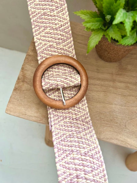 CEINTURE BOIS ÉCRU/PARME