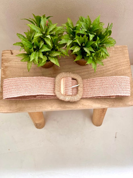 CEINTURE PAILLE ROSE