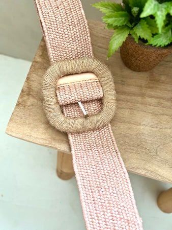 CEINTURE PAILLE ROSE